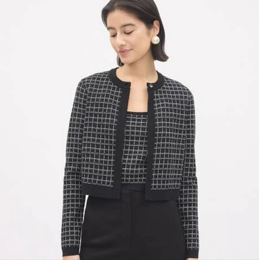 RW&CO. Black and White Plaid Cardigan & Tank